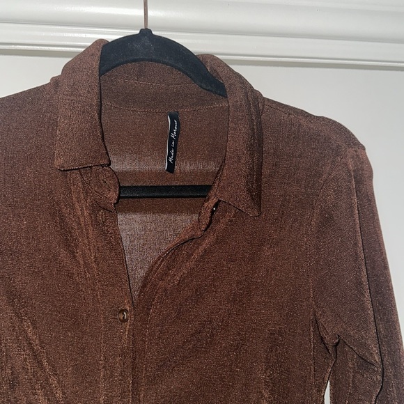 Brown Ruched Midi Dress - Picture 3 of 3